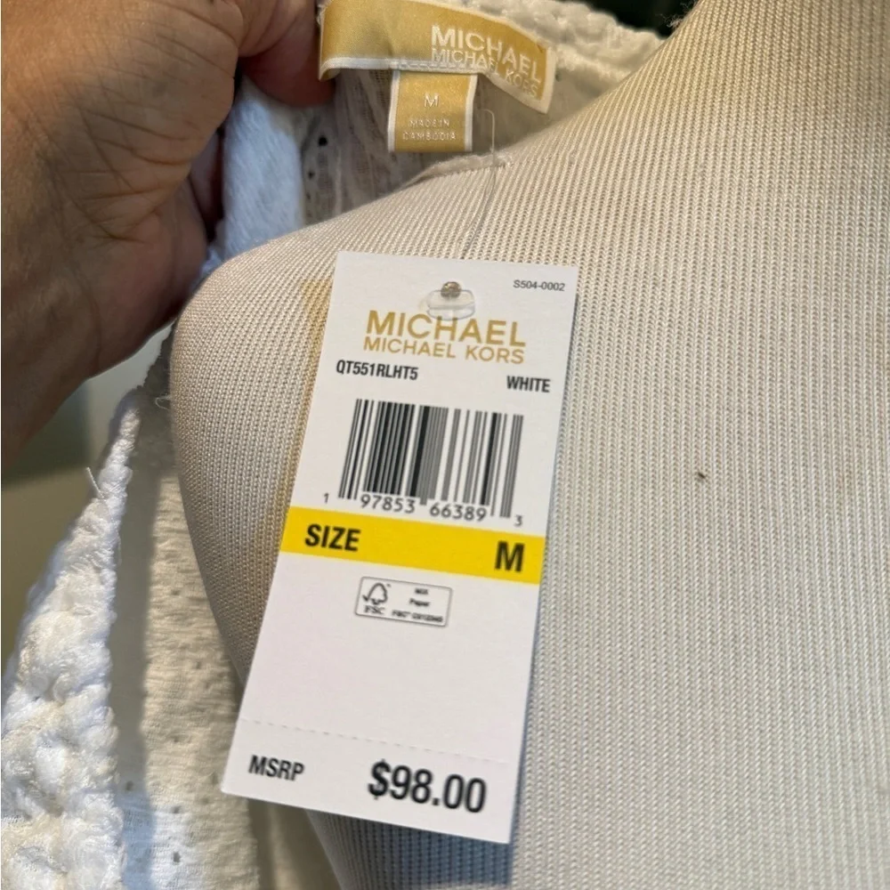 Michael Kors new White Textured Women's Top  stretchy, with beautiful fabric